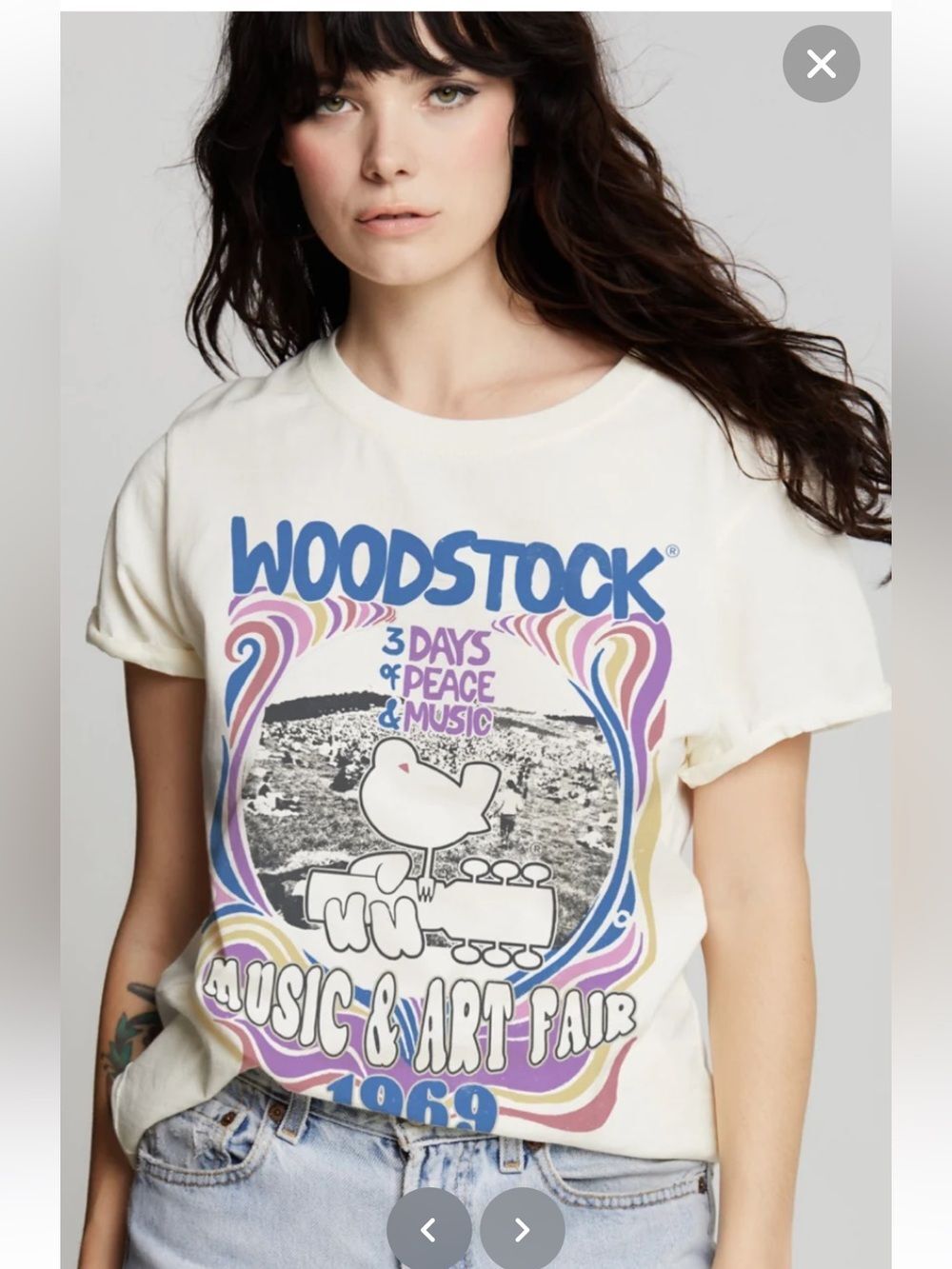Recycled Karma Woodstock 1969 Graphic Tee in Taupe Small